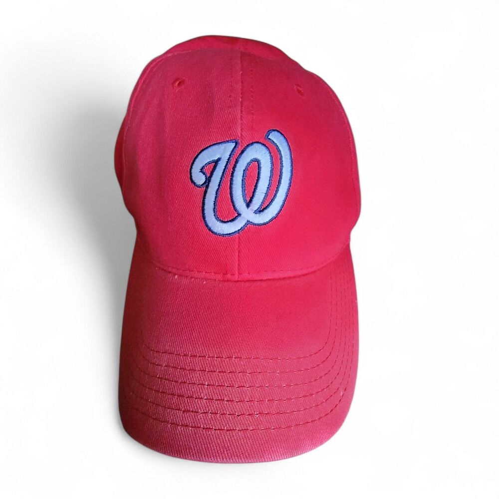 Vintage Washington Nationals MLB Hat Cap Red Adjustable M/L Block W Logo Retro